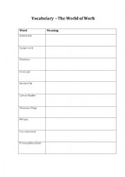 English Worksheet: The World of Work - Vocabulary