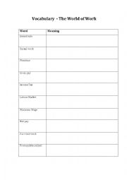 English Worksheet: The World of Work - Vocabulary