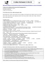 English Worksheet: A video: Halloween in the US