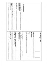 English Worksheet: ID CARD