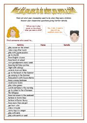 English Worksheet: What did you use to do when you were a child?