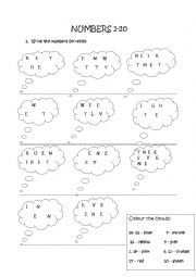 English Worksheet: Numbers 1-20