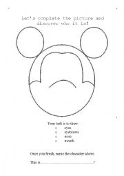 Mickey Mouse draw and name exercise