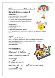 English Worksheet: Daily Oral Conversation 1 - Greeting