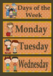 English Worksheet: DAYS OF THE WEEK - POSTER