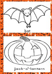 English Worksheet: Halloween picture dictoionary (coloring peges)