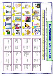 English Worksheet: classroom language:matching exercise for young learners
