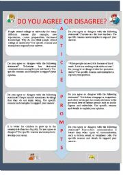 English Worksheet: article prompts