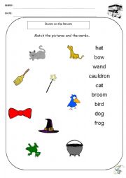 English Worksheet: ROOM ON THE BROOM VOCABULARY MATCHING ACTIVITY