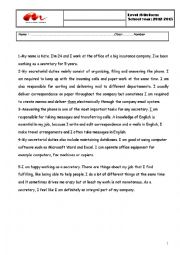 English Worksheet: reading comprehension