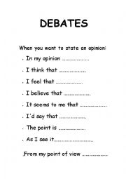 English Worksheet: Expressing opinions