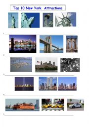 English Worksheet: new york top ten attractions part1