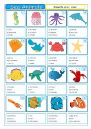 Sea Animals - Multiple Coice