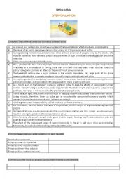 English Worksheet: Writing activity - Overpopulation