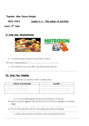 English Worksheet: the color of nutrition