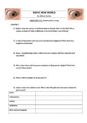 English Worksheet: BRAVE NEW WORLD by Huxley - Worksheets chapters 7-11 + KEY NOTES