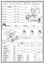 English Worksheet: LET�S COUNT WITH SALLY
