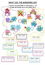 English Worksheet: Simple Past Monsters