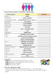 English Worksheet: Family members