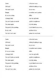 English Worksheet: Proverbs and sayings about food