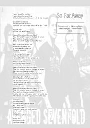 English Worksheet: Avenged Sevenfold - So Far Away