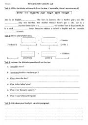 English Worksheet: 7th Form Introductory lessons 2/3