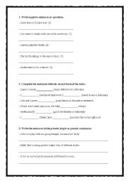 English Worksheet: Present simple and present continuous