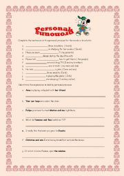 English Worksheet: Personal Pronouns