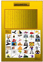 English Worksheet: Halloween picture wordsearch