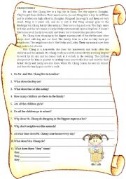 English Worksheet: Chang Family