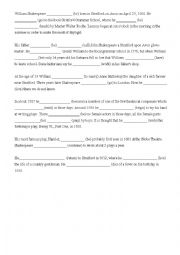 English Worksheet: William Shakespeare