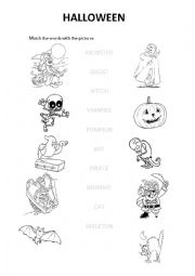 English Worksheet: Halloween Matching