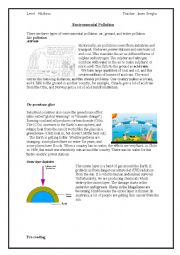 English Worksheet: Environmental pollution 9th form