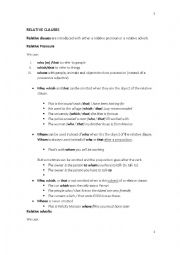 English Worksheet: Relatives Clauses