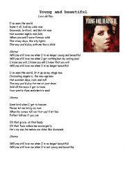 English Worksheet: Young and Beautiful