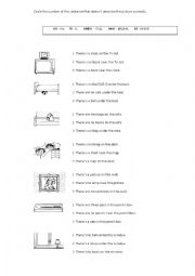 English Worksheet: there is, prepositions of place