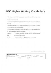 English Worksheet: BEC Higher Writing Vocabulary