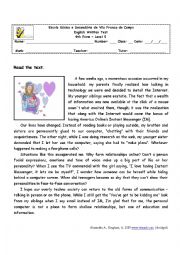 English Worksheet: Teens and technology