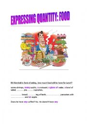 English Worksheet: Expressing quantity: food