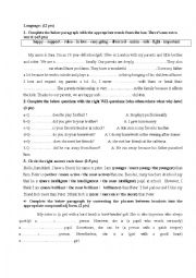 English Worksheet: mid term test of english n1