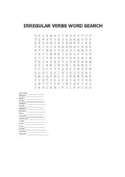 English Worksheet: IRREGULAR VERBS WORD SEARCH