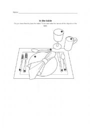 English Worksheet: In the table