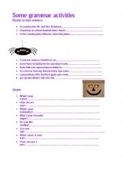 English Worksheet: Some grammar activities