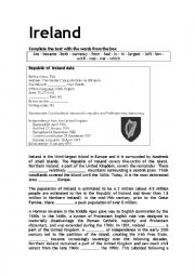 English Worksheet: Ireland series (worksheet 1)