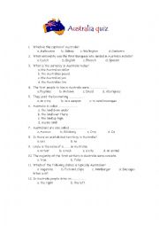 English Worksheet: Australia Quiz