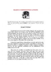 English Worksheet: reading worksheet Pulitzer