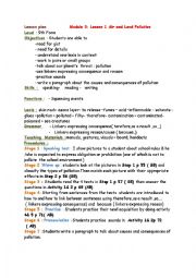 English Worksheet: Module 3:Lesson 1 Air and Land pollution 9th form