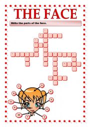 English Worksheet: THE  FACE-CROSSWORD