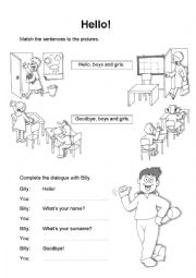 English Worksheet: Hello