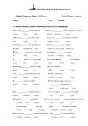 English Worksheet: Diagnostic Test